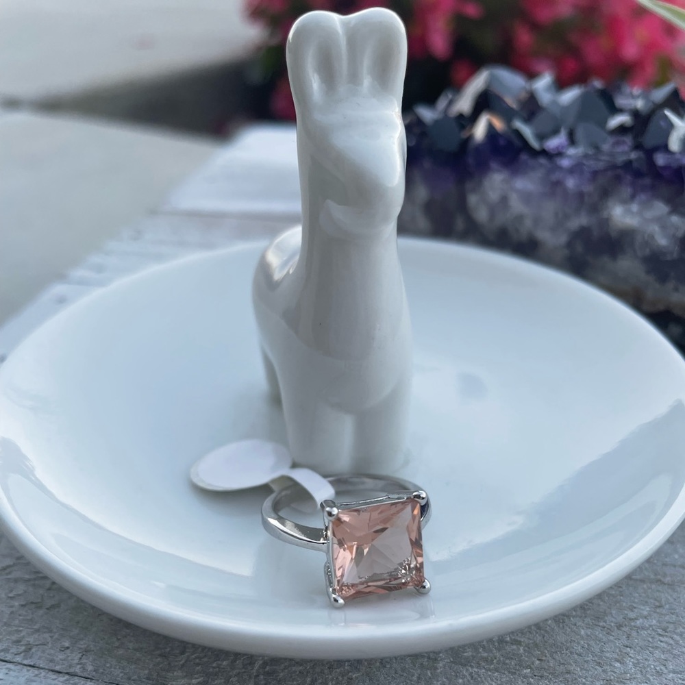 925 SS Princess Cut Morganite Ring
